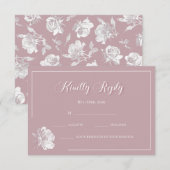 Calligraphy Blush Pink White Floral Wedding RSVP Mitteilungskarte (Vorne/Hinten)
