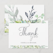 Calligraphy Botanical Wedding Vielen Dank Dankeskarte (Vorne/Hinten)