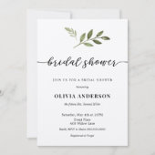 Calligraphy Bridal Dusche Einladung mit Grün (Vorderseite)