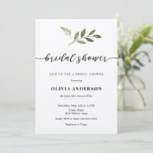 Calligraphy Bridal Dusche Einladung mit Grün (Stehend Vorderseite)