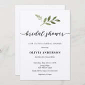 Calligraphy Bridal Dusche Einladung mit Grün (Vorne/Hinten)