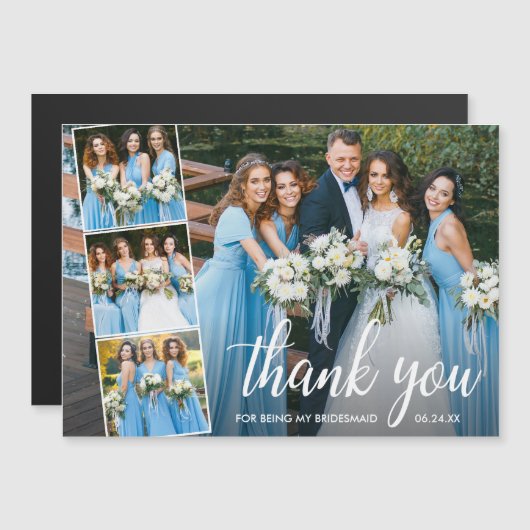 Calligraphy Bridesmaid Danke Magnet Card (Vorne/Hinten)