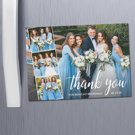 Calligraphy Bridesmaid Danke Magnet Card