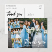 Calligraphy Bridesmaids 4 Photo Collage Thank You Postkarte (Vorne/Hinten)