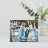 Calligraphy Bridesmaids 4 Photo Collage Thank You Postkarte (Stehend Vorderseite)