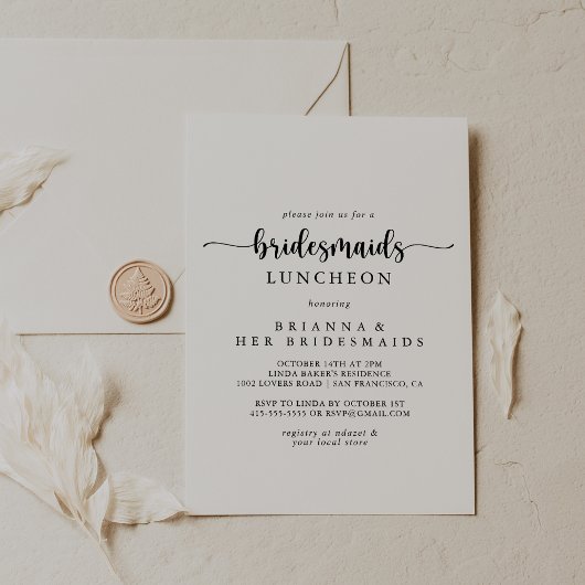 Calligraphy Bridesmaids Luncheon Dusche Einladung