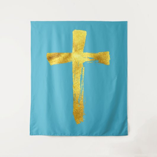 Calligraphy Brush Cross - Modern Artistic Crucifix Wandteppich (Vorderseite)