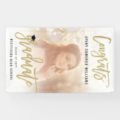 Calligraphy Brush Script Foto Graduation Party Banner (Horizontal)