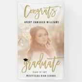 Calligraphy Brush Script Foto Graduation Party Banner (Vertikal)