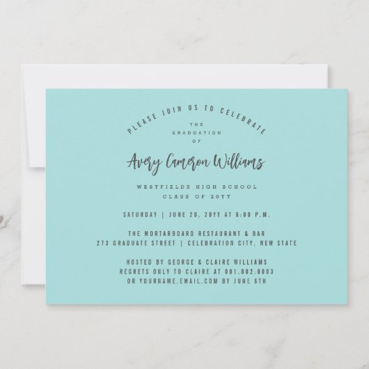 Calligraphy Brush Script Foto Graduation Party Einladung (Rückseite)