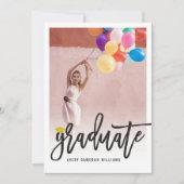 Calligraphy Brush Script Foto Graduation Party Einladung (Vorderseite)