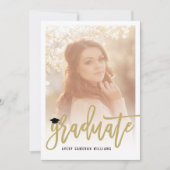 Calligraphy Brush Script Foto Graduation Party Einladung (Vorderseite)