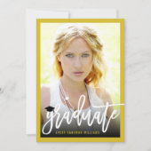 Calligraphy Brush Script Foto Graduation Party Einladung (Vorderseite)