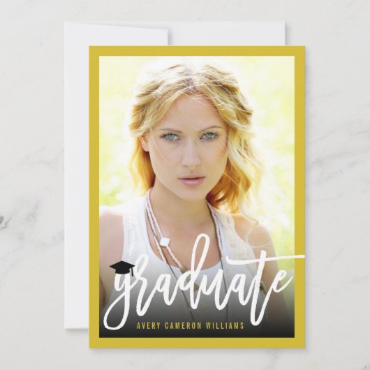 Calligraphy Brush Script Foto Graduation Party Einladung (Vorderseite)