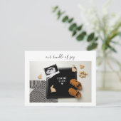 Calligraphy Bundle of Joy Baby Announcement Card Dankeskarte (Stehend Vorderseite)