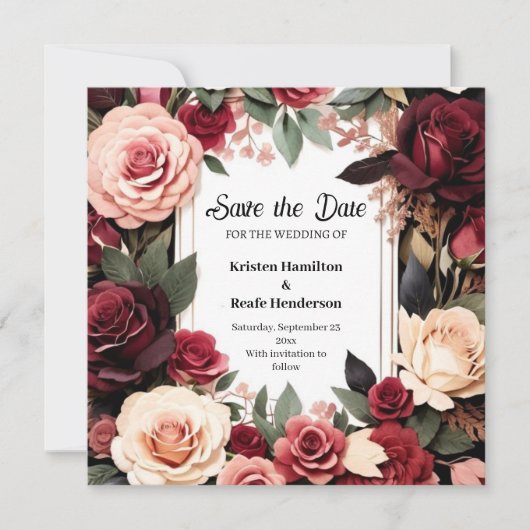 Calligraphy Burgundy Beauty Save The Date