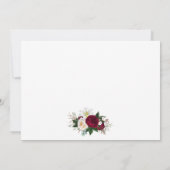 Calligraphy Burgundy Blumengrün Hochzeit Dankeskarte (Rückseite)