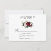 Calligraphy Burgundy Floral UAWG Wedding Card RSVP Karte (Rückseite)