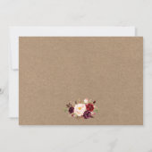 Calligraphy Burgundy Floral Wedding 3 Foto Kraft Dankeskarte (Rückseite)