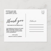 Calligraphy Burgundy Floral Wedding Blue Vielen Da Postkarte (Rückseite)