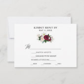 Calligraphy Burgundy Floral Wedding Meal UAWG RSVP Karte (Rückseite)