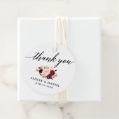 Calligraphy Burgundy Floral Wedding Vielen Dank Geschenkanhänger (Beispiel)