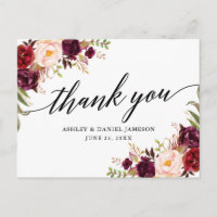 Calligraphy Burgundy Floral Wedding Vielen Dank