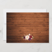 Calligraphy Burgundy Floral Wedding Wood 3 Foto Dankeskarte (Rückseite)