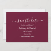 Calligraphy Burgundy Getting Eried Save The Date (Rückseite)