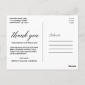 Calligraphy Burgundy Wedding Foto Vielen Dank Postkarte (Rückseite)