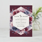 Calligraphy Burgundy Wedding Save The Date (Stehend Vorderseite)
