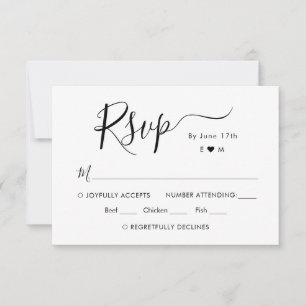 Calligraphy Chic Script Monogram Wedding RSVP Karte