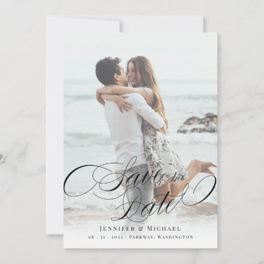 Calligraphy Classic Elegant Wedding Save the Date (Vorderseite)