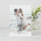 Calligraphy Classic Elegant Wedding Save the Date (Stehend Vorderseite)