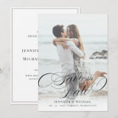 Calligraphy Classic Elegant Wedding Save the Date (Vorne/Hinten)