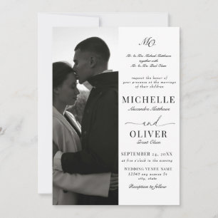 Calligraphy Classic Foto Elegante Hochzeit Einladung