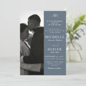 Calligraphy Classic Foto QR Code Elegante Hochzeit Einladung (Stehend Vorderseite)