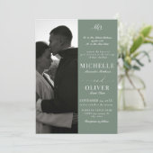 Calligraphy Classic Foto QR Code Elegante Hochzeit Einladung (Stehend Vorderseite)