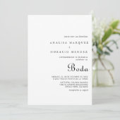 Calligraphy Classic Minimalistisch Boda Wedding Einladung (Stehend Vorderseite)