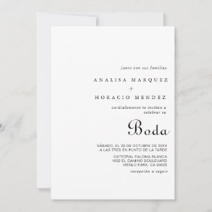 Calligraphy Classic Minimalistisch Boda Wedding Einladung