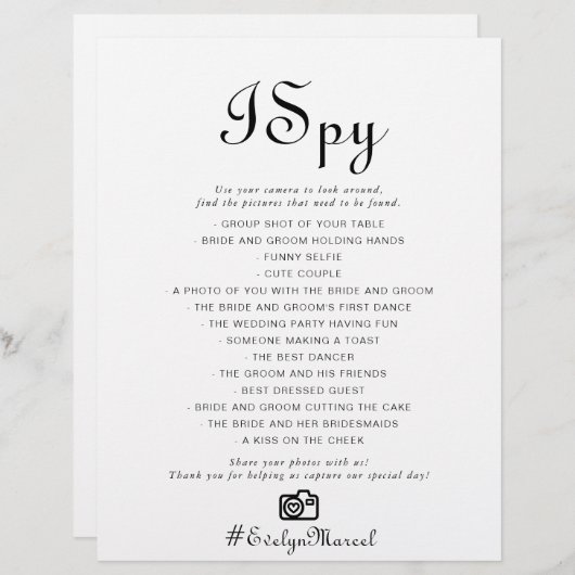 Calligraphy Classic Minimalistisch I Spy Wedding G (Vorne/Hinten)