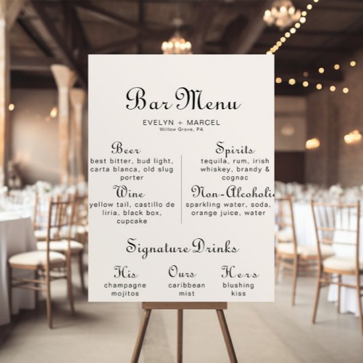 Calligraphy Classic Minimalistisch Wedding Bar Men Poster
