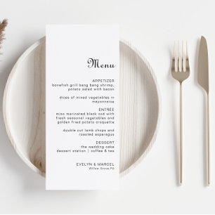 Calligraphy Classic Minimalistisch Wedding Menu Menükarte