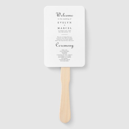 Calligraphy Classic Minimalistisch Wedding Program Fächer (Vorderseite)