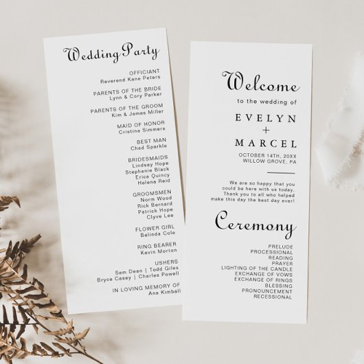 Calligraphy Classic Minimalistisch Wedding Program Programm