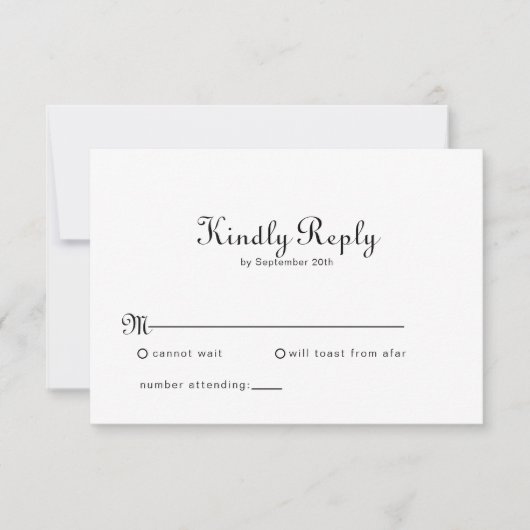 Calligraphy Classic Minimalistisch Wedding RSVP Ca (Vorderseite)