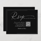 Calligraphy Classic Modern Wedding QR Code UAWG RSVP Karte (Vorne/Hinten)