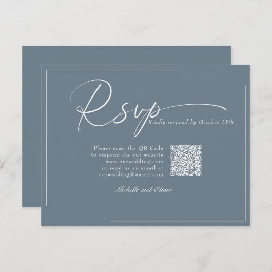 Calligraphy Classic Modern Wedding QR Code UAWG RSVP Karte (Vorne/Hinten)