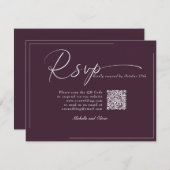 Calligraphy Classic Modern Wedding QR Code UAWG RSVP Karte (Vorne/Hinten)