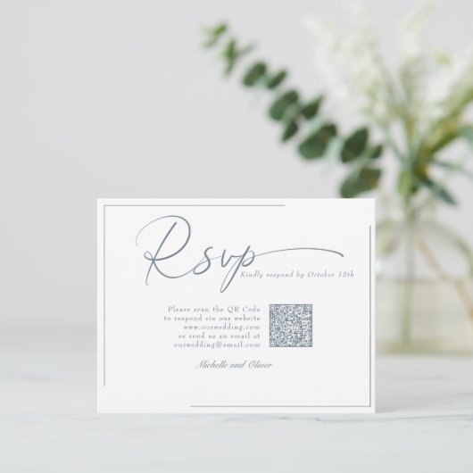 Calligraphy Classic Modern Wedding QR Code UAWG RSVP Karte (Stehend Vorderseite)